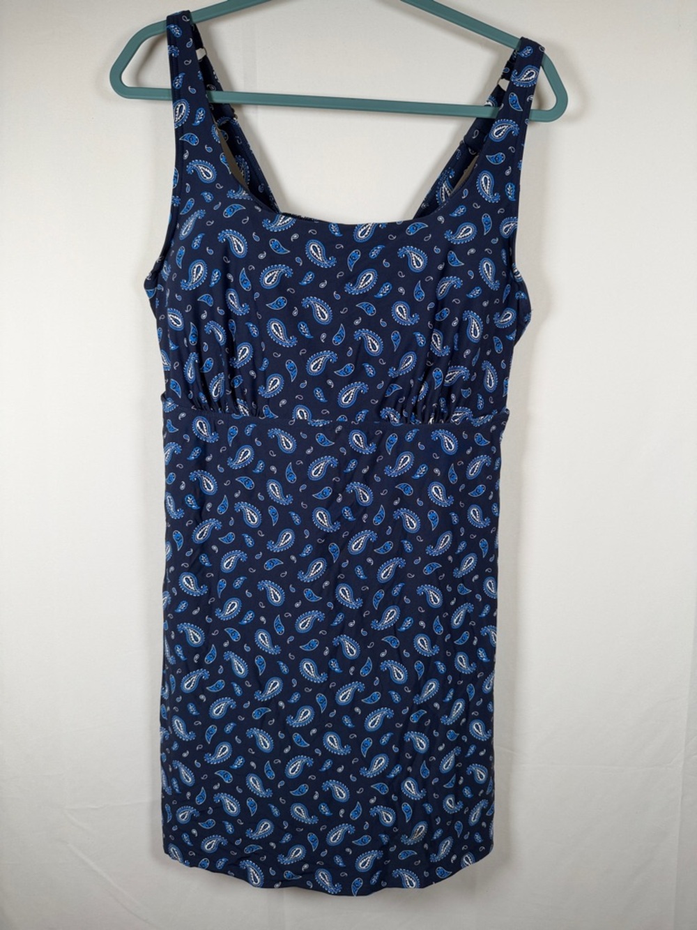 Lands' End Navy Paisley Tankini Top Swim Dress